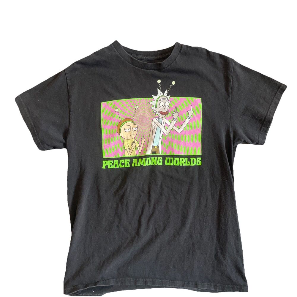 Rick and Morty adult swim peace among worlds Black medium T-shirt Dan Harmon